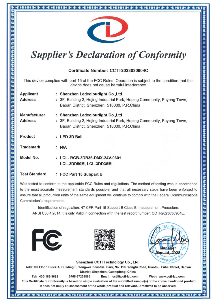 FCC certificate